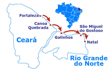 Mapa Fortaleza to Natal 4wd