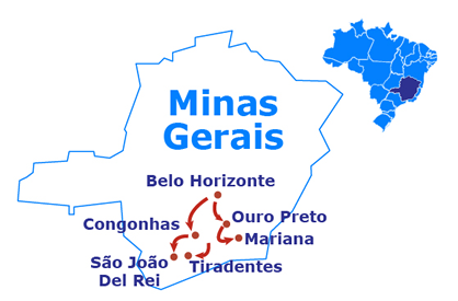 Mapa Ciudades histricas de Minas Gerais 