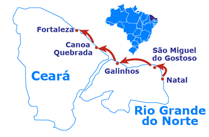 Mapa Natal to Fortaleza de 4X4